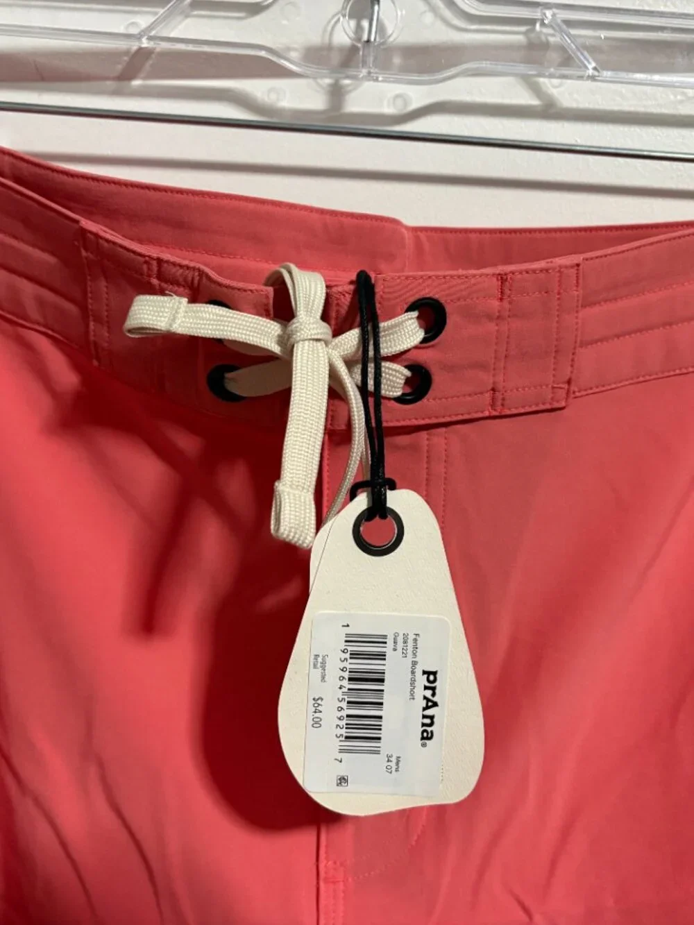 PrAna Fenton Boardshorts Guava Coral Men's sz 34 NEW NEW Beach Shorts